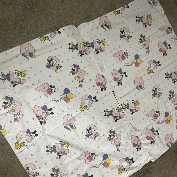 Vintage 80s 2 Receiving Blanket Mickey Baby ABC’s Walt Disney Co 1984 Flannel - Picture 5 of 7
